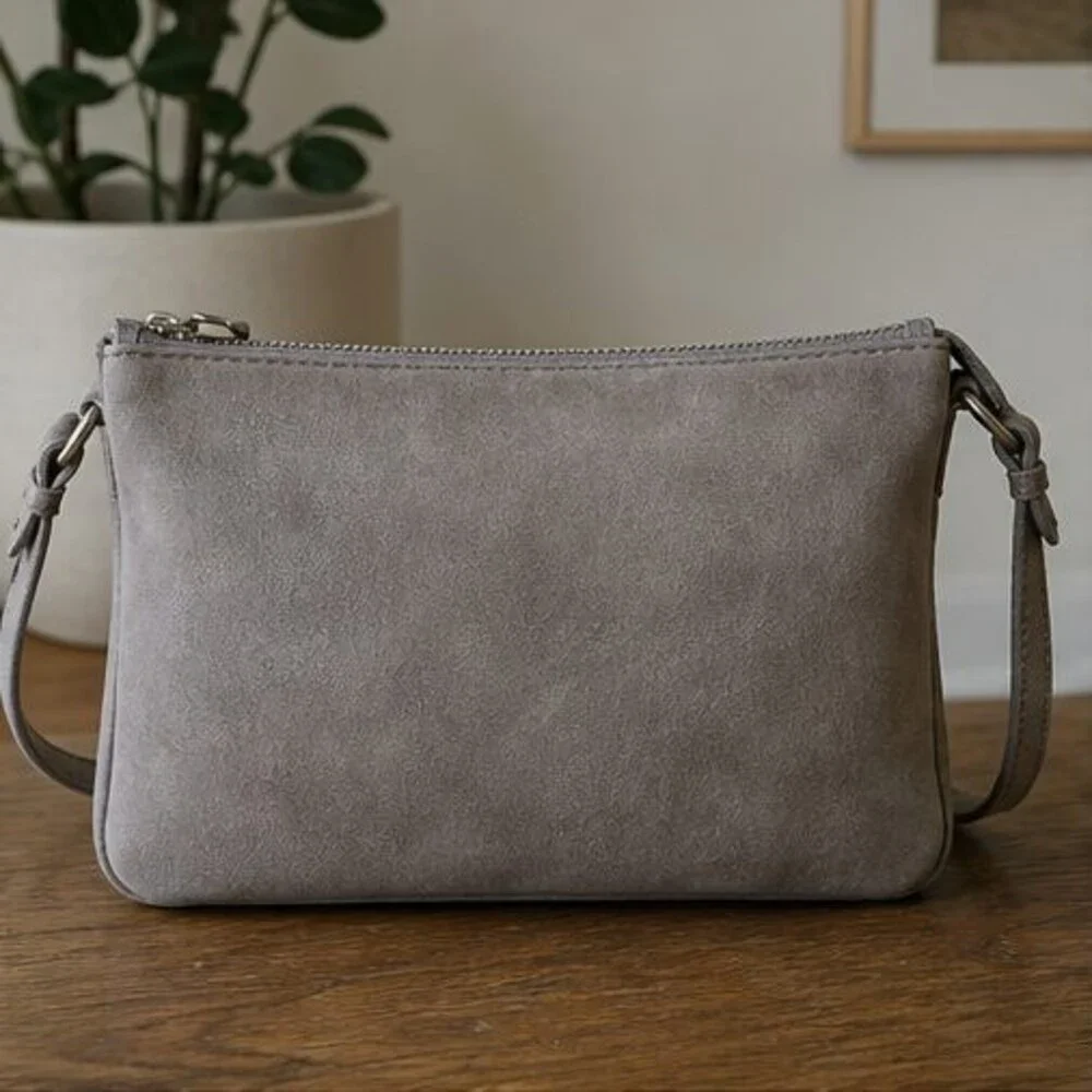 Stone Suede Crossbody Bag